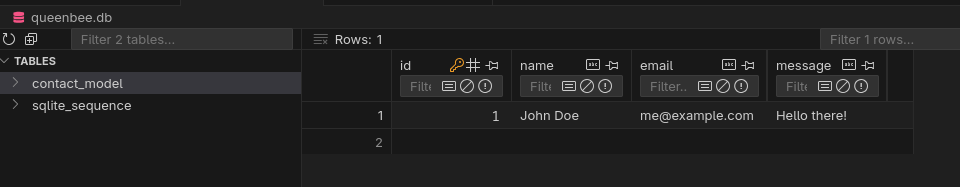 contact row entry created